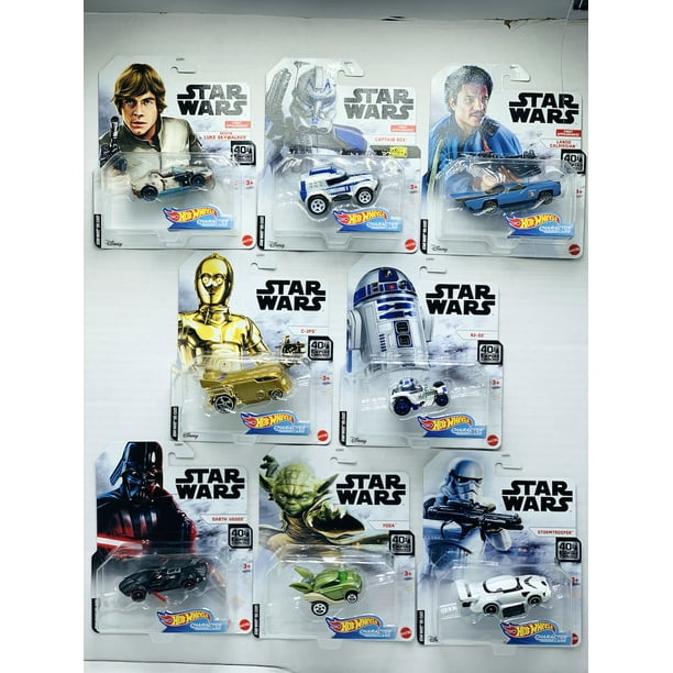 5er Pack Matell Hot Wheels Star Wars R2d2 Yoda Dath Vader Skywalker Stormtrooper